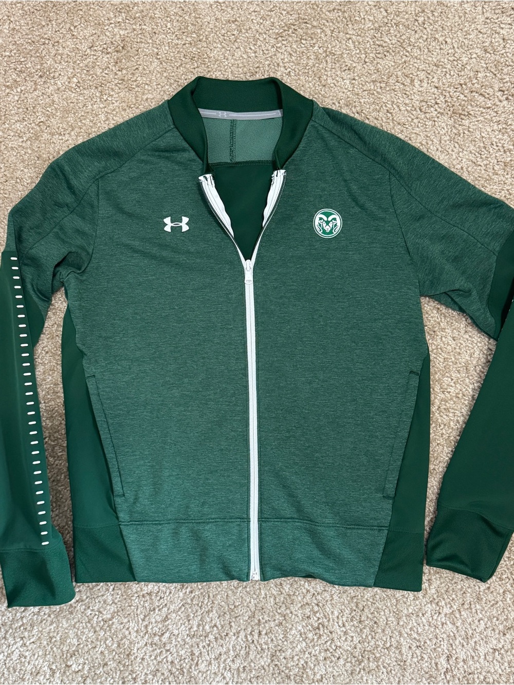 CSU Rams Under Armour green zip up jacket- medium